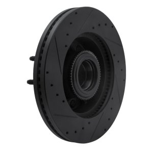 Ford F-350 Super Duty Brake Rotor (1) - Front Right - R1 Concepts - Drilled & Slotted - Black - `11-`25